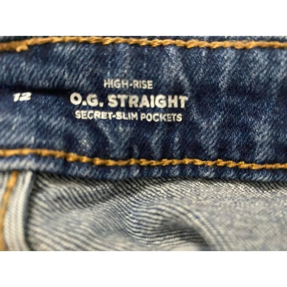 OLD NAVY WOMENS Size 12 O.G. STRAIGHT 32X25”High-Rise Jeans - Picture 5 of 16